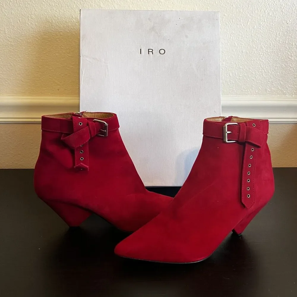 IRO LINAC Ankle Boots In Red Womens Size‎ Eu 39 / US 8 - 8.5 New In Box